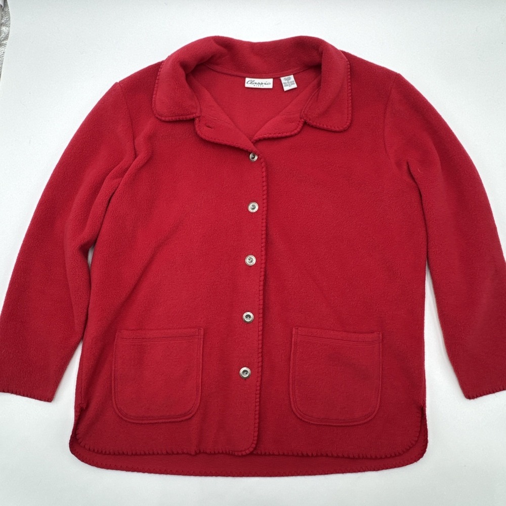 Vintage Classic Blues Jacket Red XL Button Down Pockets Long Sleeve